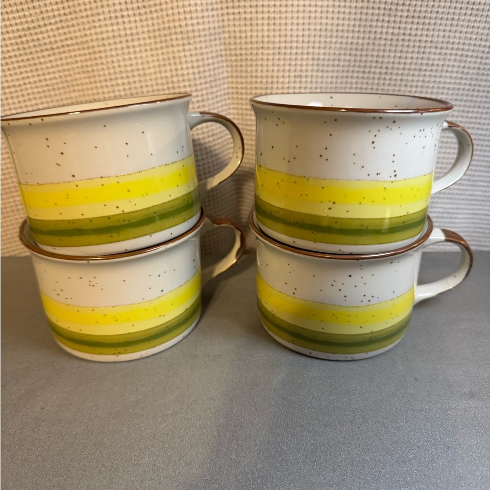 Striped Yellow and Green Lunch Mates Sunrise Collection Mugs